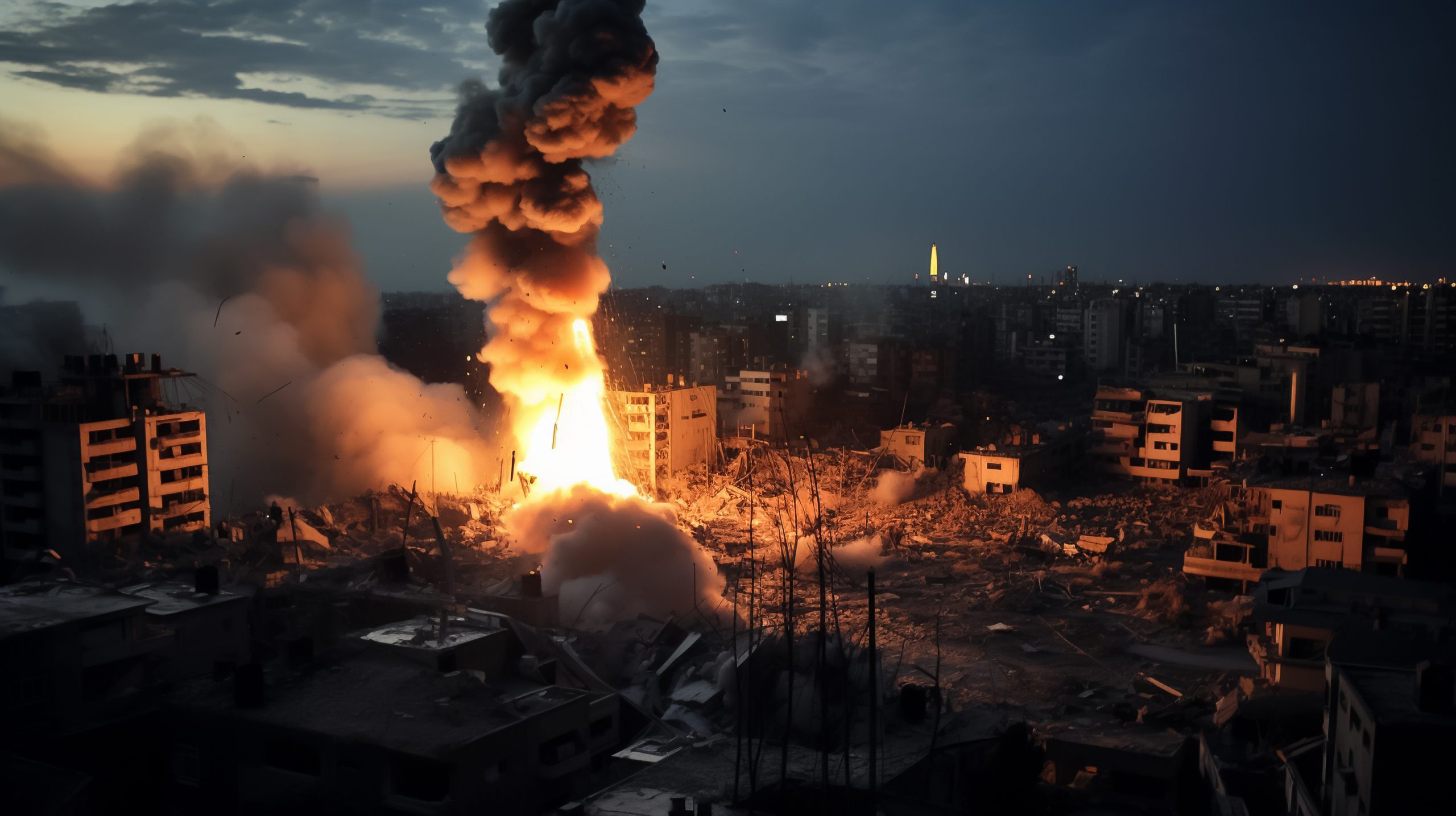 Palestine Israel conflict- Israel bombing in Buildings in the Gaza Strip